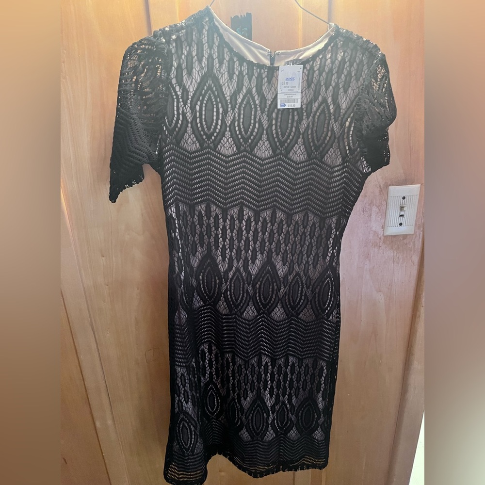 Beautiful, black, nude lace dress